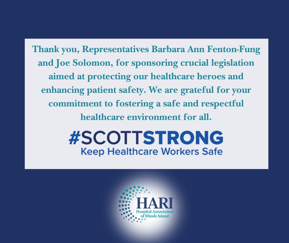 Thank you Representatives @BarbaraAnnRI+ @RepJoeSolomon for your work to keep healthcare workers safe. Together, we are #ScottStrong. @RIHouseofReps @CharterCare_RI @CareNewEngland @LifespanHlthSys @_primehealth @VAProvidence @schealthri @ynhhealth @RIBHDDH @weareunap