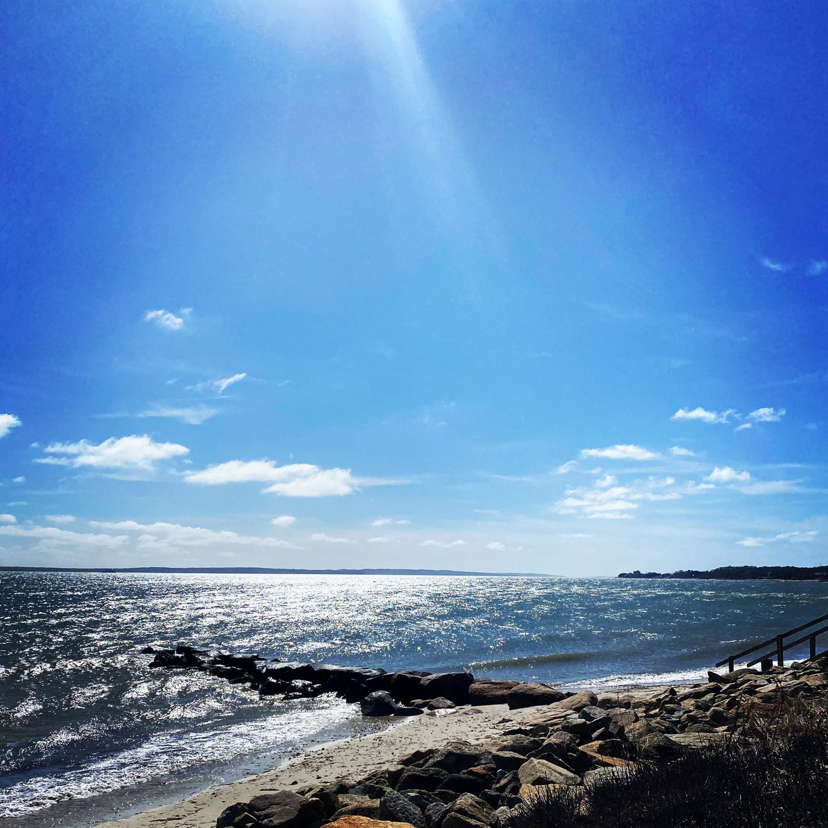 After a few days of gloom, the ocean had that glittery shimmery vibe I love so much - it only gets that way on blustery cool sunny days. I took it as a sign to ditch the screen and take a nice long walk. #vineyardsound #ocean #wind #seashimmer #capecod #falmouth #tgif