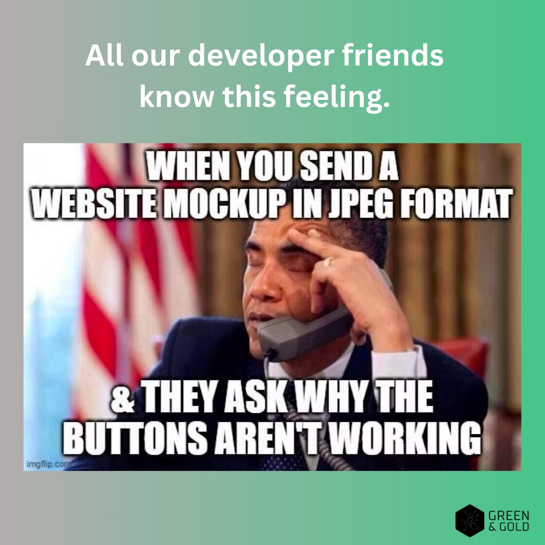 green_goldinc's tweet image. MARKETING MEME FRIDAY! 💻
Lesson learned: Always opt for interactive mockups to provide a seamless user experience from the get-go.  Don&apos;t just show; let them experience the functionality firsthand!

#WebDesignFail #InteractiveMockups #UserExperience