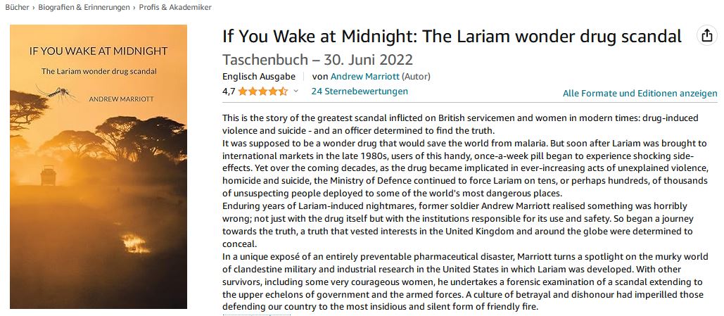Wolf_S_Punk's tweet photo. If You Wake at Midnight - The Lariam wonder drug Scandal von Ex-Armee Offizier A. Marriott. "Must read" für jeden Militär. #Einsatzveteranen #PTBS #Afghanistan #Bundeswehr
@DBwV @bundeswehrInfo @BundeswehrGI @EinsatzVeteran @DieReserve @thomas_wiegold 
https://t.co/9daYbhzq0b https://t.co/wRxbsRVNOZ