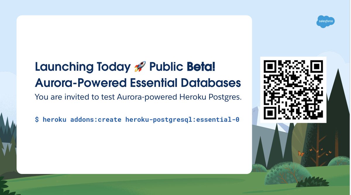TDX News: Heroku Postgres Essential, powered by Amazon Aurora, is in Public Beta. With pgvector support on our fastest CPU offering for Essential tier, and a 32GB storage option with no row count limit, you can try it today for free while in Beta! ➡️ sforce.co/4a510KS