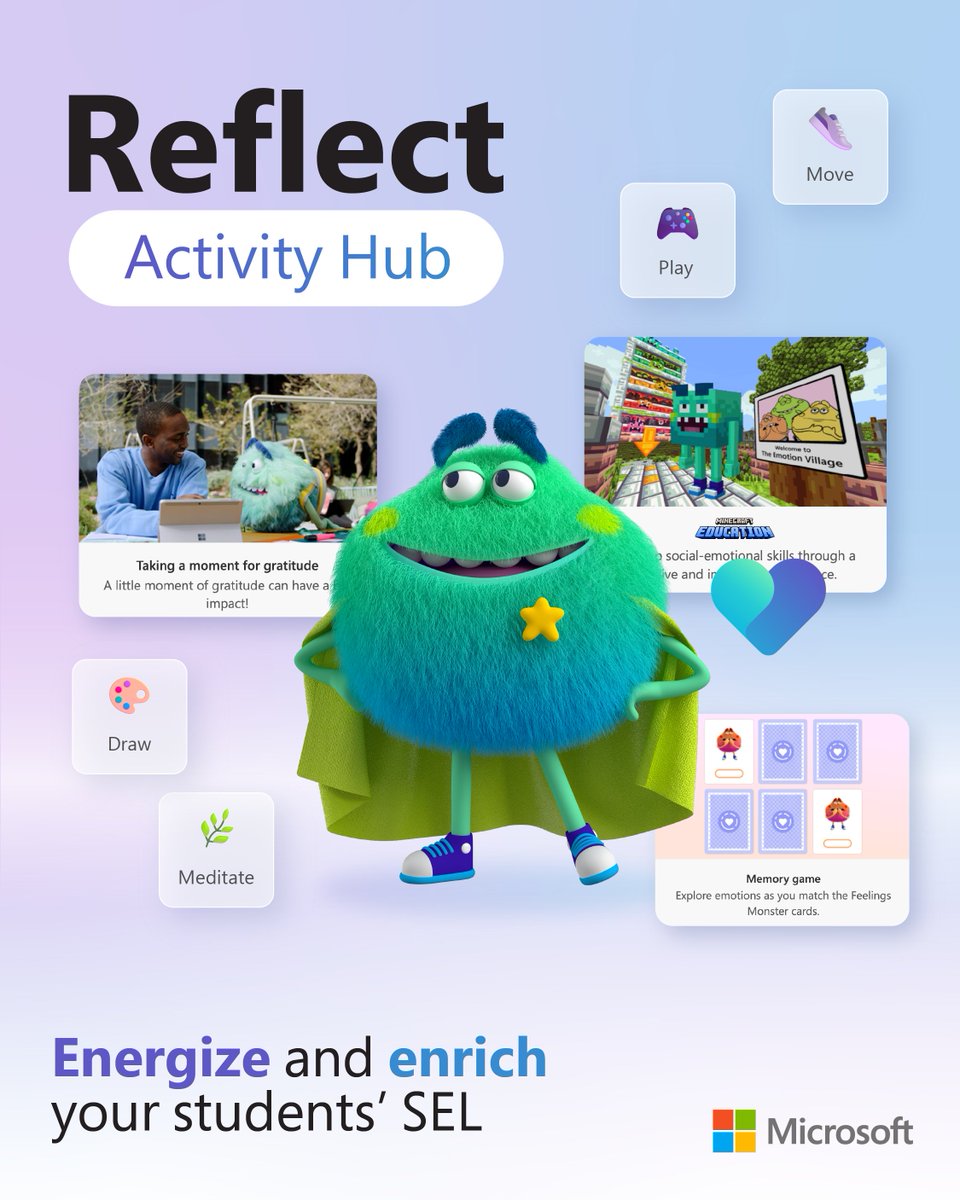 Looking for ways to help your students flex their social and emotional learning superpowers? 💪 This #SELDay, explore the Reflect Activity Hub plus seven more strategies that foster positive well-being in your students: msft.it/6014cdWjM #MicrosoftEDU