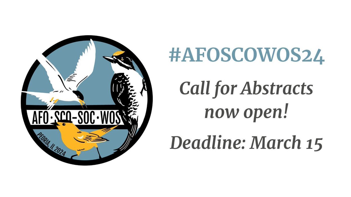 Attention procrastinators: The deadline to submit an abstract for #AFOSCOWOS24 is one week from today! #ornithology afoscowos2024.org/call-for-abstr…