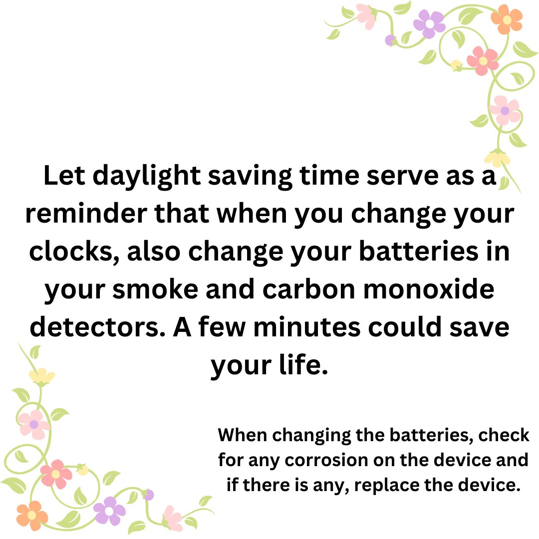 WindsorFMO's tweet photo. This Sunday we change our clocks! Don't forget to change your batteries! Smoke alarms are an important part of your home fire safety plan. https://t.co/LC7hHzBCnj