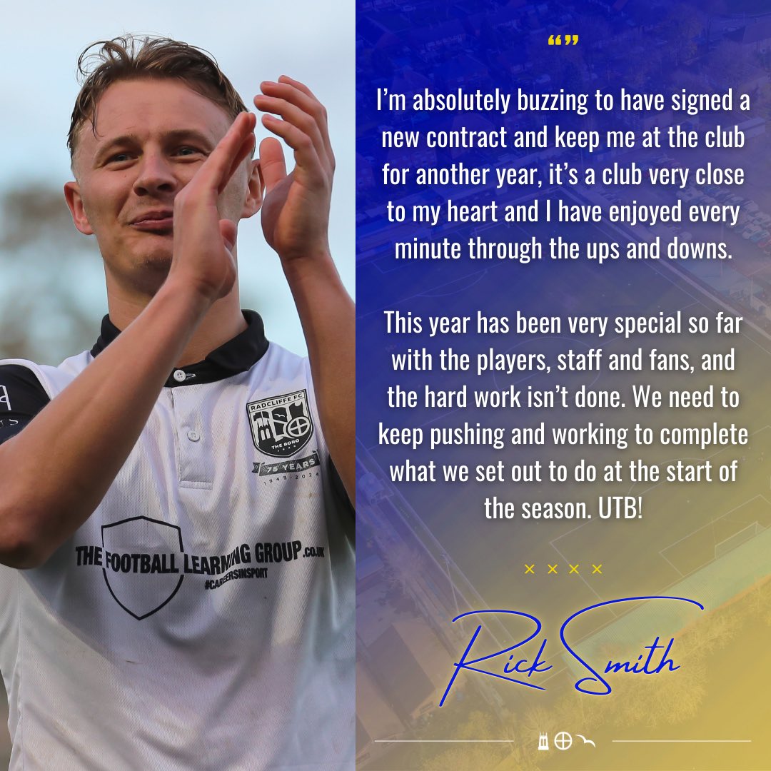 ‘It’s a club very close to my heart’ 🫶 💬 Rick Smith comments on signing a new deal at the Neuven Stadium. #WeAreRadcliffe #UTB | @RickkSmith