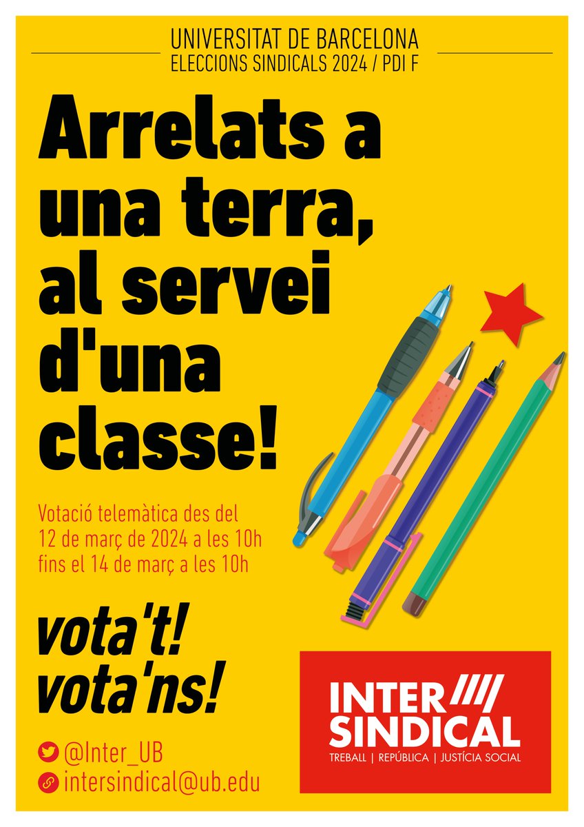 Per una #UB pública, al servei de la societat catalana i oberta al món.
Independent amb llibertat per decidir les polítiques acadèmiques, l’orientació de la recerca i la gestió de recursos.
Lliure de la legislació espanyola que l’encotilla i l’asfixia econòmicament.
Vota'ns!
