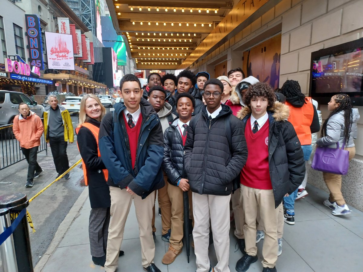 These students were 'Not throwing away [their] shot' to see Hamilton on Broadway, earlier this week. Theater teacher, Ms. Powers and History teacher, Dr. Roedell, traded in their textbooks for tickets and accompanied the group to the Richard Rodgers Theatre. #NYCSchools #Broadway