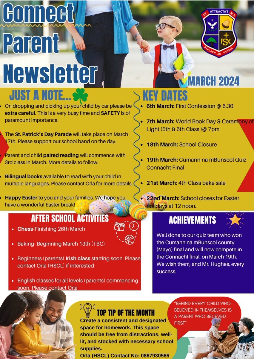 Make sure to take time to look at our Pupil and Parent Newsletters to see what is happening in St. Attracta's NS. They are both available via our school website @SAttracta @BealachanDoirin
