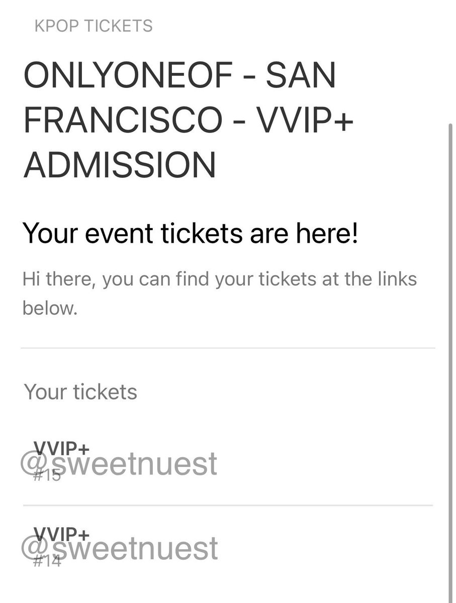 sweetnuest's tweet photo. wts 2 vvip+ tickets for onlyoneof in san francisco !
- queue #14 & #15
- selling as a pair only
- $617 for both (face value + fees)
please dm me if interested :)
#onlyoneofsf #OnlyOneOfWorldTour2024 #ThingsICantSayLOve #onlyoneofinsf #oooinsf https://t.co/ib75chmBs2