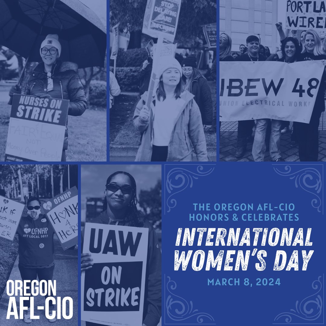 Happy #InternationalWomensDay! 

Women are at the forefront of the labor movement: leading on picket lines, at bargaining tables, in worksites, in elected office, and beyond. 

Women make #WorkerPower happen. 💪🏽