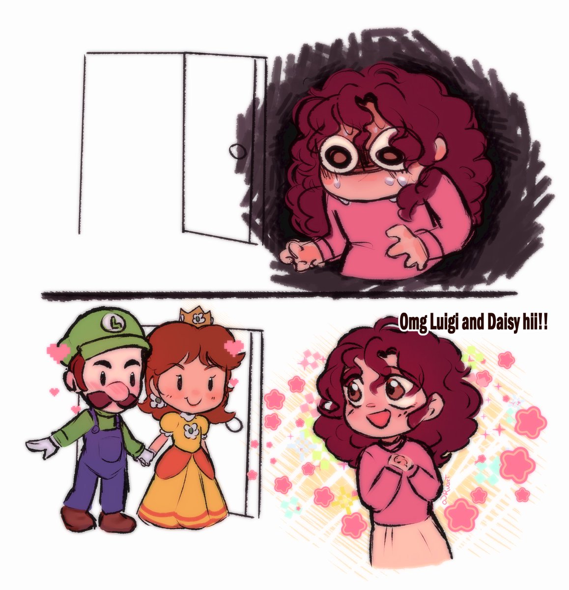 Ruart17's tweet image. Ellos me hacen feliz😔💗
 #Luigi #SuperMarioBros #luaisy #SuperMarioBrosWonder #デイジー姫 #PrincessDaisy
