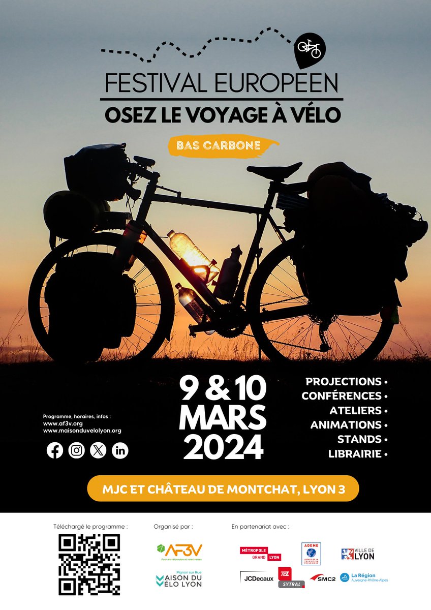 [Bon plan du Week-end] Le Festival européen bas carbone : Osez le voyage à vélo au Château de Montchat à Lyon 3 maisonduvelolyon.org/festival-voyag…