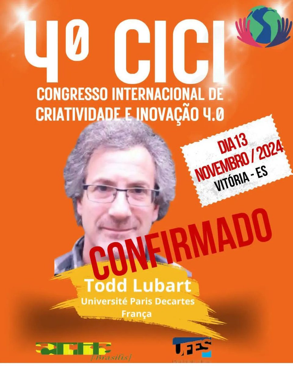 criabrasilis's tweet photo. Convite feito e aceito para abrir as apresentações no nosso 4o.CICI!
Nessa 4a. edição o CICI volta a ser todo presencial aproveitando o feriadão de novembro (13 a 15.nov.2024), na UFES.
#Criabrasilis #recriai #invenção #inovação #encontroscriativos #criatividade #cici #4congresso https://t.co/FXpYIlZm3n