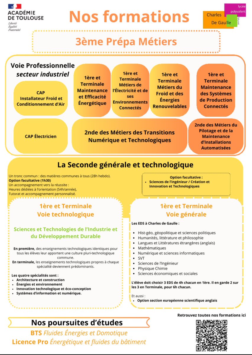 Rendez-vous demain au @LPO_C_de_GAULLE pour la journée portes ouvertes : nous serons tous mobilisés pour faire découvrir nos formations aux futurs élèves 👍 <a href="/actoulouse/">Académie de Toulouse</a> <a href="/DSDEN31/">DSDEN 31</a> <a href="/leclercarno/">Arnaud Leclerc</a> <a href="/FAURIEHERBERT/">A.FAURIE-HERBERT</a> <a href="/DRAFPICA_Occ/">DRAFPICA Occitanie</a> <a href="/enedisOccitanie/">Enedis en Occitanie</a>