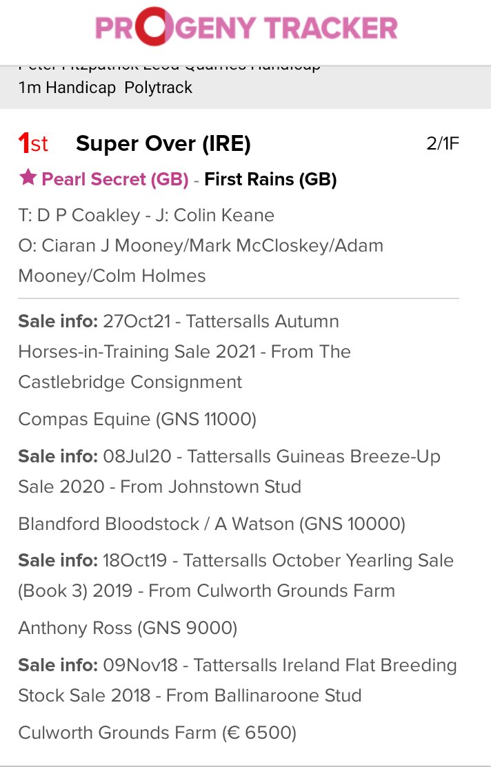 Pearl Secret strikes again congratulations to <a href="/deniscoakley11/">Denis Coakley</a> and all Super Overs connections