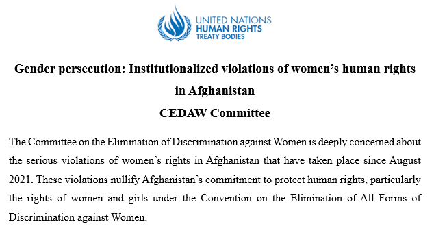 #CEDAW stands as the ONLY core human rights treaty yet to be litigated at the International Court of Justice. #Afghanistan’s dire situation for women & girls is a critical moment for its referral. On this #IWD, it’s time for unprecedented legal action 👩‍⚖️#StandWithAfghanWomen
