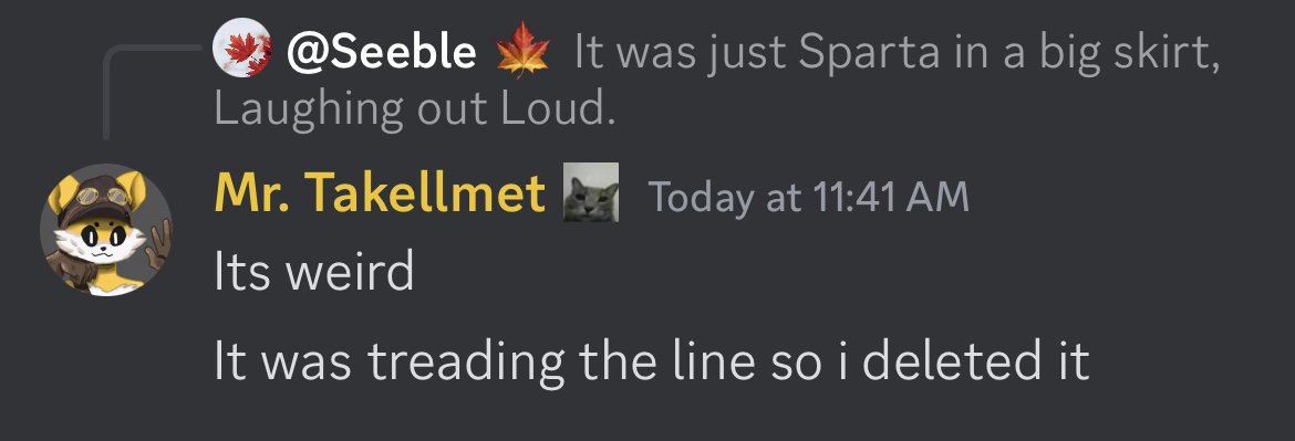 _fineena's tweet image. the same staff that&apos;s perfectly okay with a straight-up p0rn reference is the same one that seethes at sparta in a princess dress is so laughable