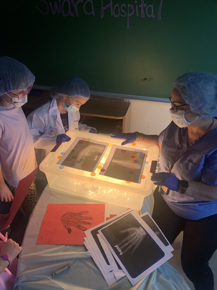 D123Sward's tweet photo. 3rd Grade students have examined the structure and functions of the skeletal, muscular, and nervous systems. Today, their classrooms have transformed into operating rooms. #DR #swd123 #d123 #operation #CKLA #culminatingactivity #3rdgrade #careers 🩺🩻👩🏻‍⚕️👨🏻‍⚕️🥼 https://t.co/y92uf9njo8