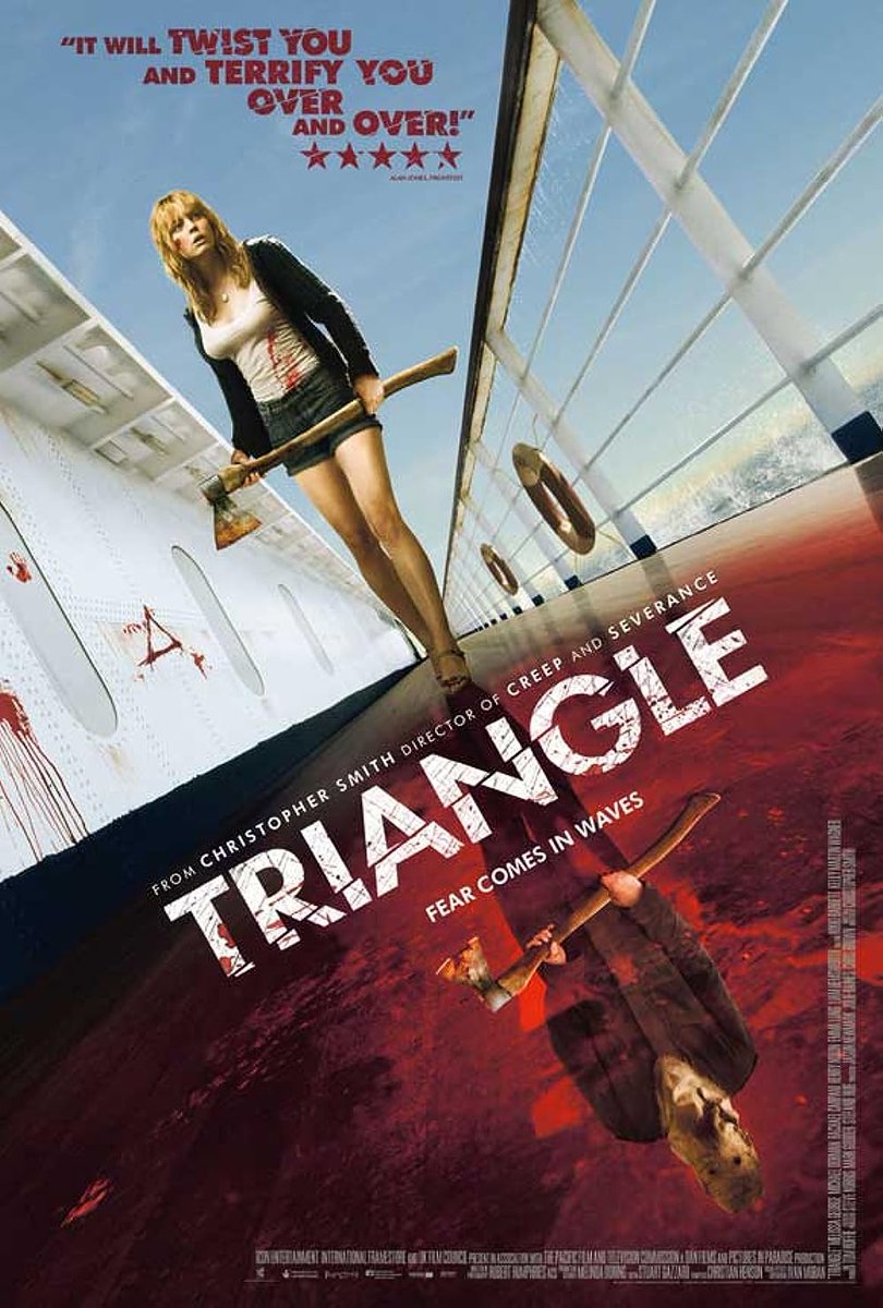 enbocacinefago's tweet photo. 🧠 Os recomiendo 8 PELÍCULAS capaces de VOLARTE LA CABEZA. Sigue hilo ⬇️

1. TRIANGLE (2009): Cuando Jess y sus amigos están disfrutando de un soleado día, se verán azotados por una violenta tormenta que se desencadena en alta mar. Tras la tormenta, se encontrarán con un gran barco que parece estar abandonado. Al subir, a Jess le entrará la sensación de haber estado antes allí. 

No disponible en plataformas.