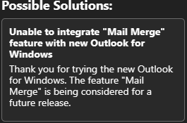 hoyty's tweet photo. Mail merge is being "considered" for new @Outlook. Ugh. https://t.co/YMiOmyMUyU