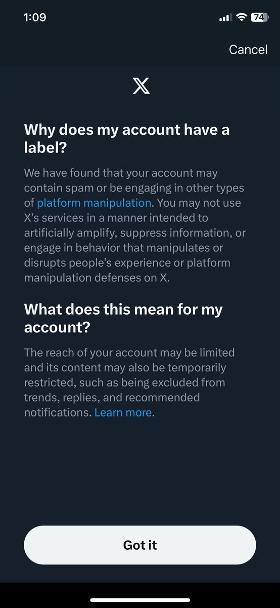 Very funny . . . 

Anyone know how to appeal this?

#Censorship #FalseAccusation #Twitter #Spam #TwitterSpam #Flagged #Disinformation #InformationWar #InformationWarfare #Subversion