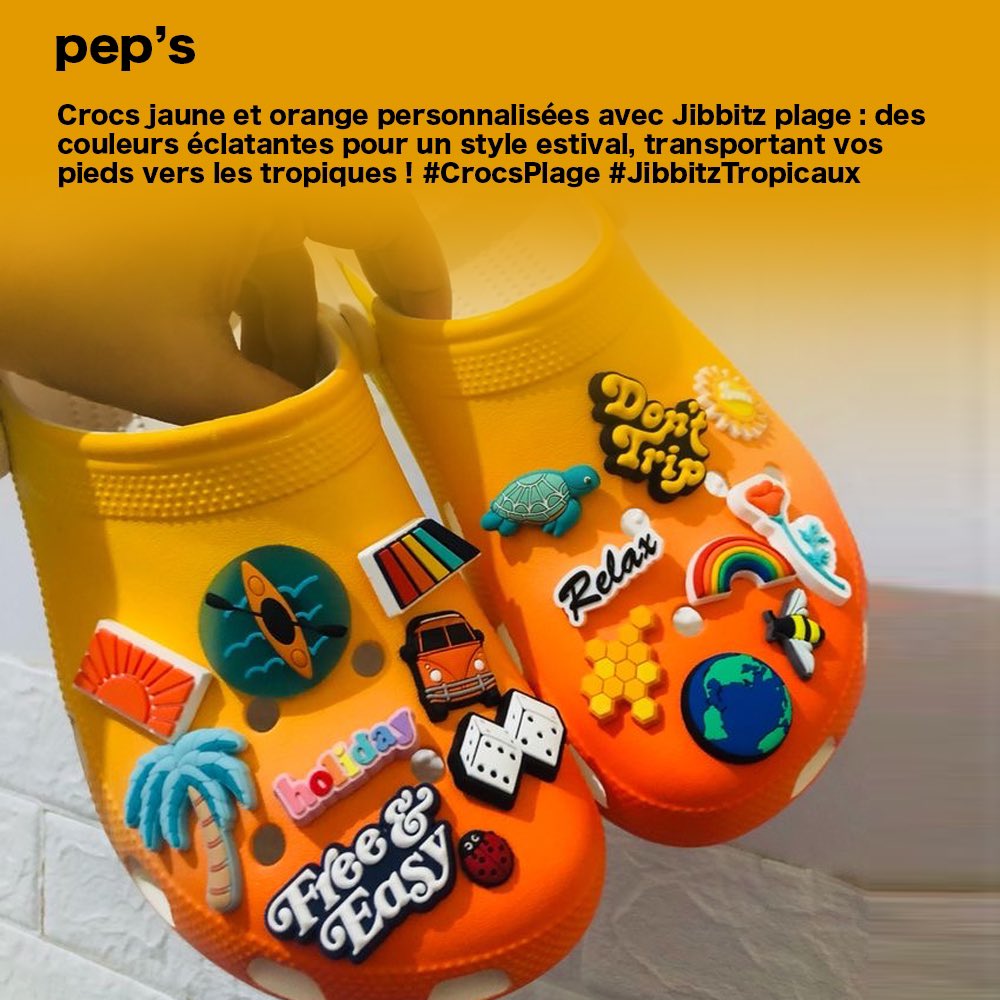 pepscrocs's tweet photo. Crocs jaunes et oranges personnalisées #crocs https://t.co/klL618TADw