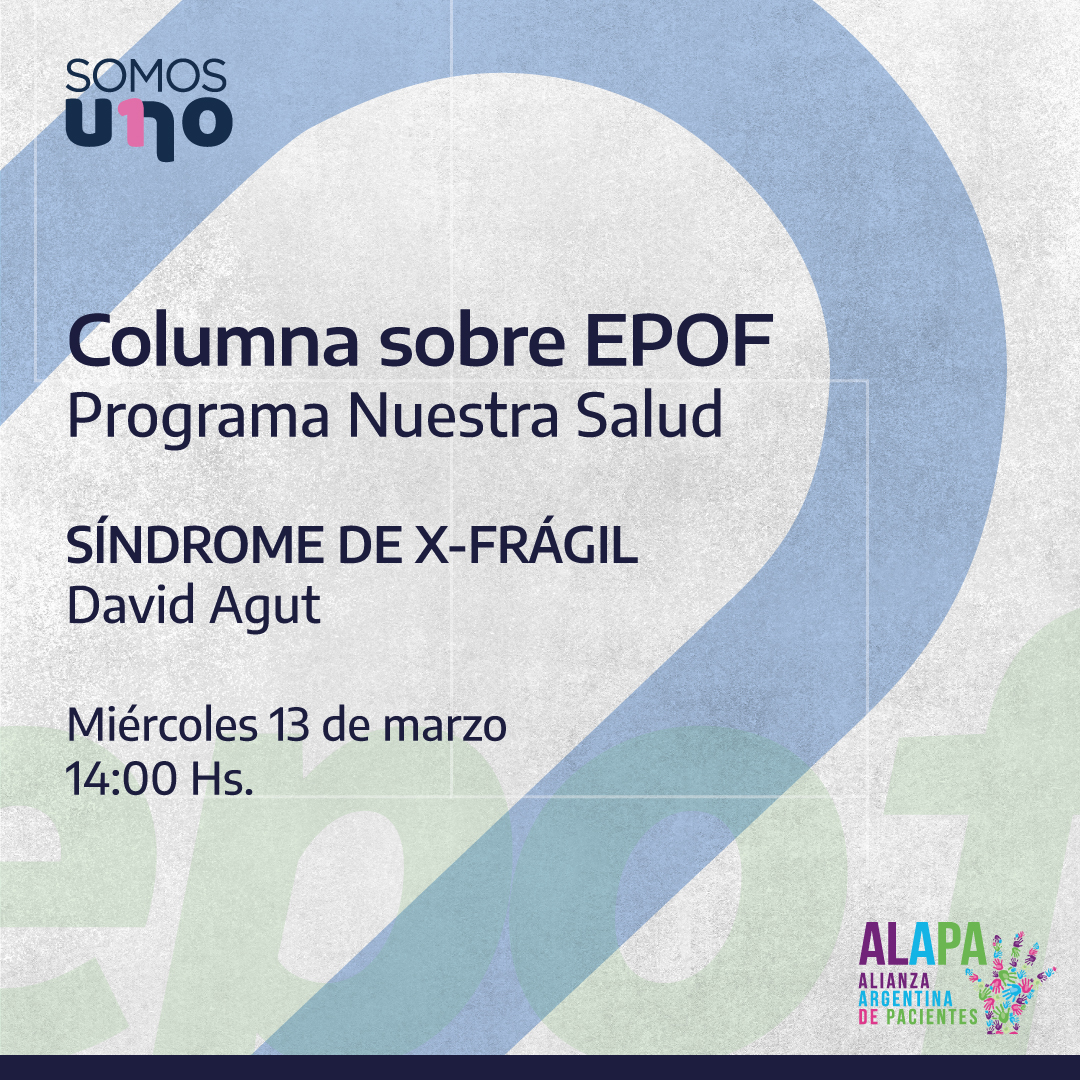 AlapaArgentina's tweet photo. 📺 El próximo miércoles 13 de marzo a las 14.00 hs, David Agut de la Asociación X Frágil Argentina hablará sobre el Síndrome de X-Frágil en el programa Nuestra Salud por @SomosUnoCH
#SomosALAPA #Pacientes #XFragil #SindromeDeXFragil https://t.co/ncT4UdLkbq