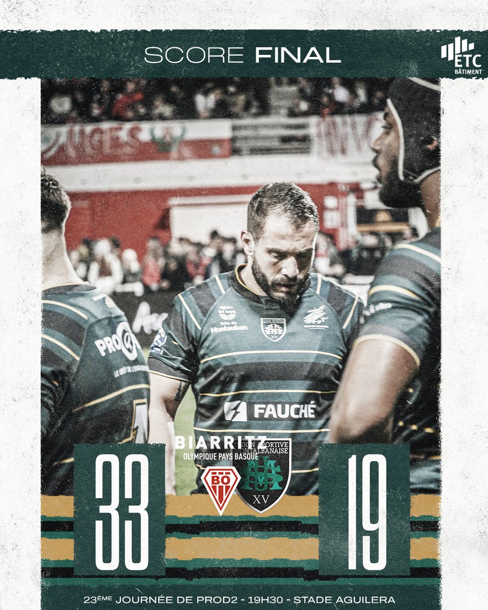 UsmSapiacRugby's tweet photo. 𝗦𝗰𝗼𝗿𝗲 𝗙𝗶𝗻𝗮𝗹⌛

⚪️🔴 𝐁𝐈𝐀𝐑𝐑𝐈𝐓𝐙 33 𝕍𝕊 19 𝐒𝐀𝐏𝐈𝐀𝐂 🟢⚫️

Ce soir, après cette défaite, Sapiac est relégable.

#AllezSapiac #BOPBUSM https://t.co/EmHn5TQEmV