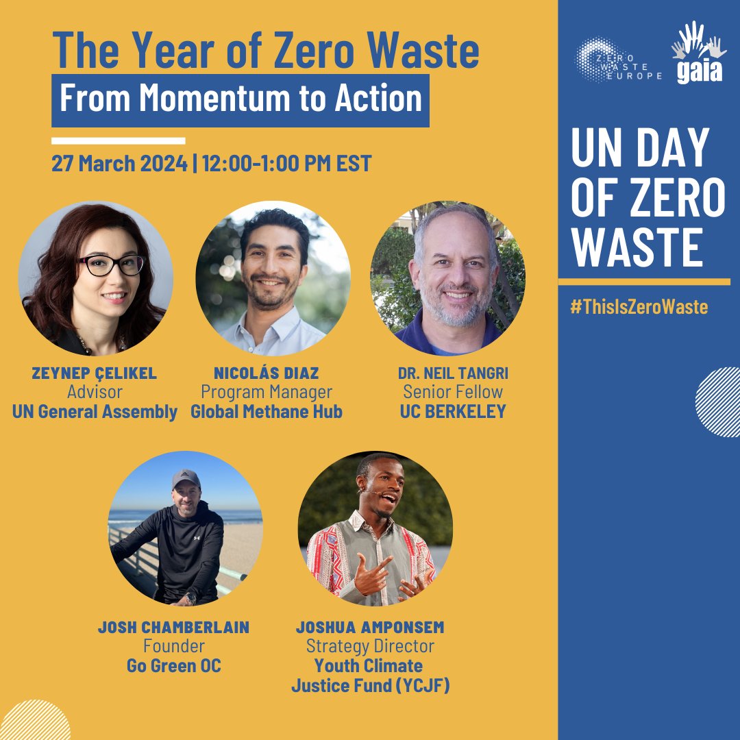 GAIAnoburn's tweet photo. #ZeroWasteDay is coming up! On March 27, join leaders from government, climate finance, academia, and the GAIA network in conversation on how to scale #zerowaste systems worldwide. 

#ThisIsZeroWaste

9am CET: https://t.co/gSEvGbT0r8
12pm EST: https://t.co/llmZOkKL8W https://t.co/vt1kJN0Qdg