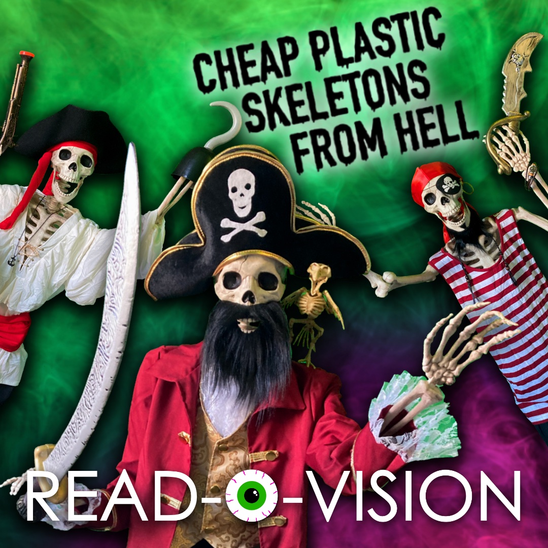 CHEAP PLASTIC SKELETONS FROM HELL, a sidesplittingly spooky satire about globalization, death, and plastic from the truly awful author of RISE OF DOCTOR FROWNYFACE. Featuring over two dozen gruesome illustrations! readovision.com/cheap-plastic-… #readovision #kindleunlimited