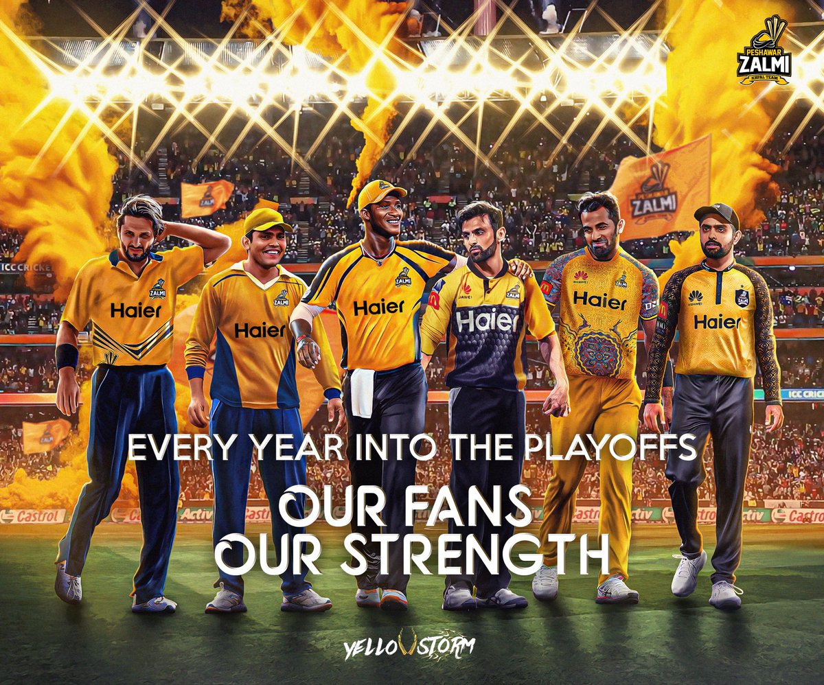 syedmuneeb101's tweet photo. The only team to qualify for the playoffs in all 9 seasons ! Yellow Storm ⚡

#PeshawarZalmi #PSL2024 #KingBabarAzam #WomensDay #ShameOnElvishYadav https://t.co/6QdtxDmRYx