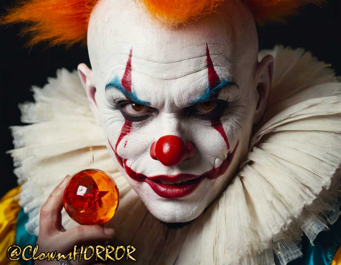 ClownsHorror's tweet photo. The Horror Clown mourns the loss of Akira Toriyama, a mastermind behind Dragon Ball. In the darkness, he clutches his Dragon Balls, summoning memories of epic battles and wishes that linger in the anime cosmos. Rest in Peace. Toriyama-sensei. 🐉⚰️ #ClownTribute #AnimeGrief https://t.co/ITC2DYUECz
