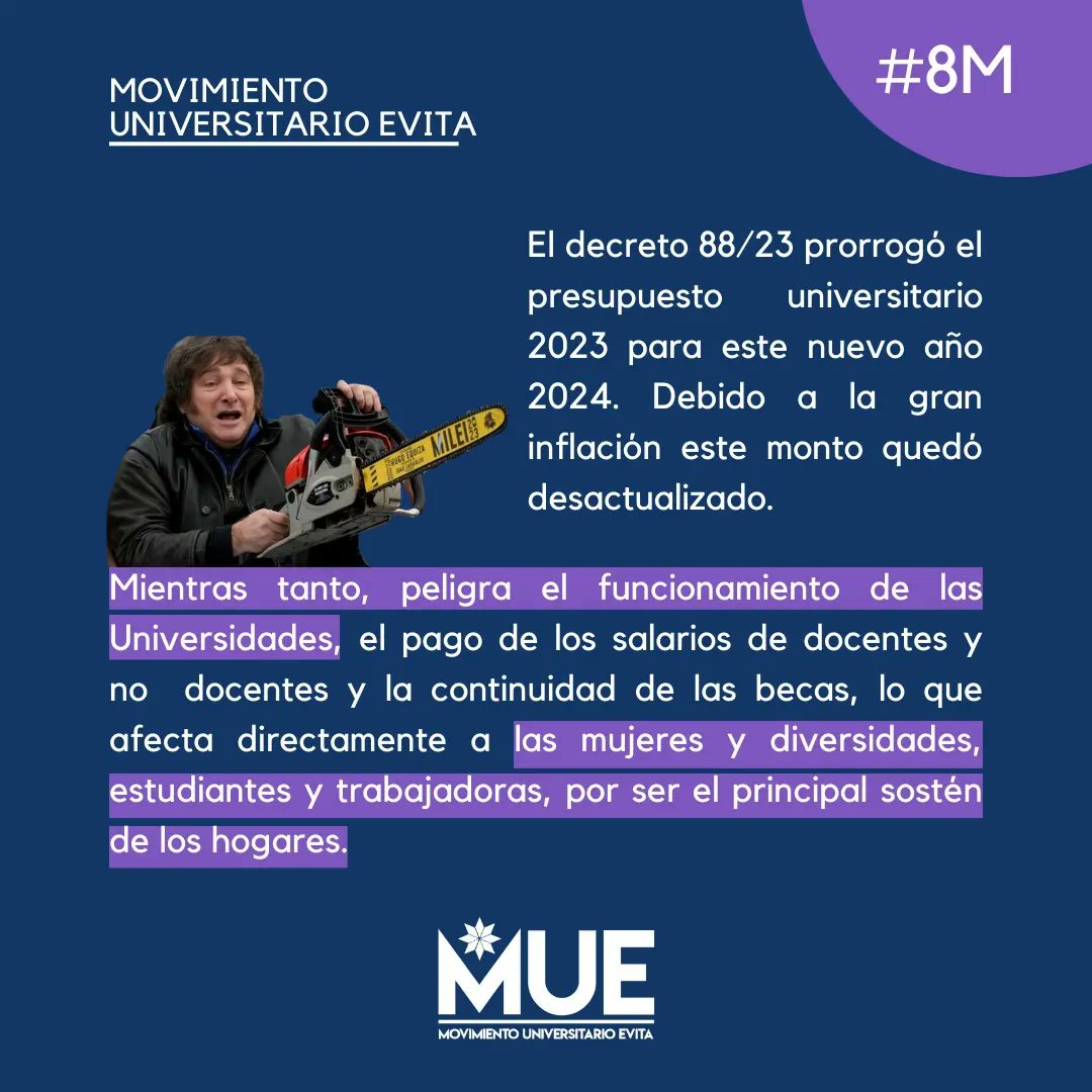 MueLitoral's tweet photo. ¡La lucha sigue, organizadxs, en la calle, en las universidades, en el trabajo!

Movimiento Universitario Evita. https://t.co/Ihca26LSf4
