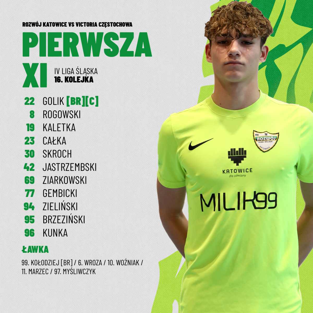 𝗝𝗘𝗗𝗘𝗡𝗔𝗦𝗧𝗞𝗔 na inaugurację wiosny 💥

👉 w wyjściowym składzie debiutuje Oskar Brzeziński, wracający z wypożyczenia
⛔ rekonwalescencja: Mateusz Draga, Oliwier Kwiatkowski
🔙 pierwszy raz od kwietnia w meczowej kadrze Robert Woźniak

𝗗𝗢 𝗕𝗢𝗝𝗨, 𝗥𝗢𝗭𝗪𝗢𝗝𝗨 🔥✊