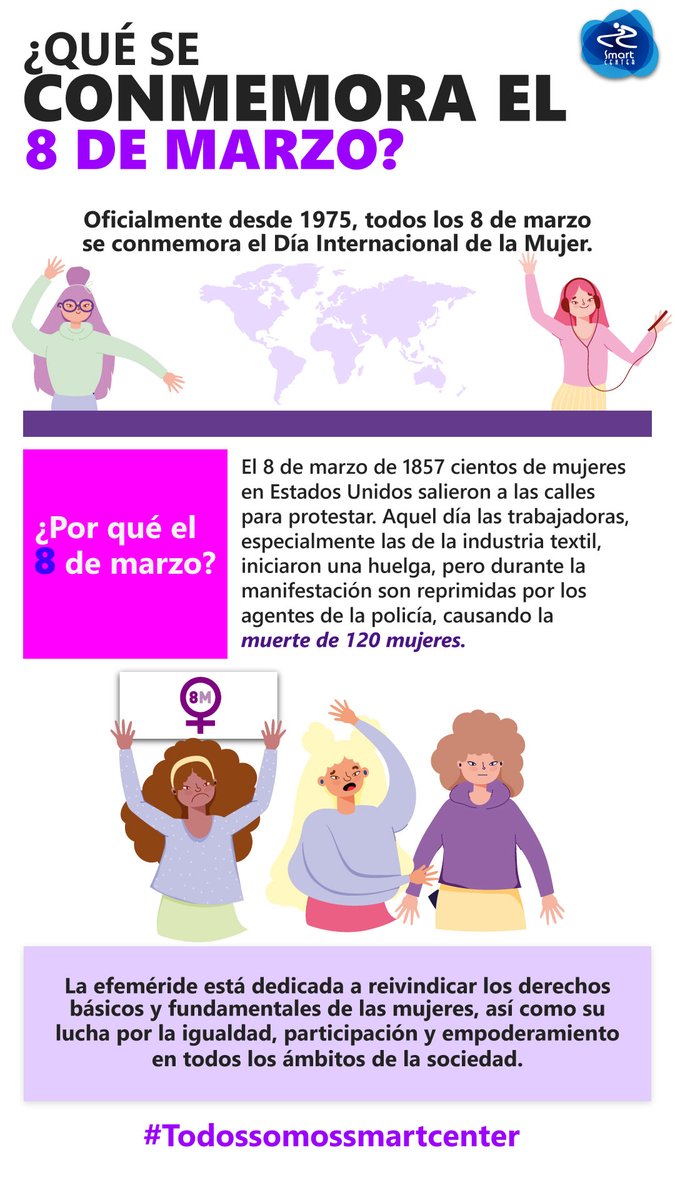 SmartCenterMex's tweet photo. ¿💂🏻‍♀️👷🏻‍♀️🕵🏻‍♀️  Conoces por qué desde hace 49 años se conmemora el Día Internacional de  la Mujer 👮🏻‍♀️👩🏻‍🏫👩🏻‍🎓👩🏻‍⚕️? Te contamos sobre esta fecha a  continuación 👩🏻👵🏻

#TodosSomosSmartCenter #somossmartcenter #familiasmartcenter #diainternacionaldelamujer #8m https://t.co/xvf95NAod6