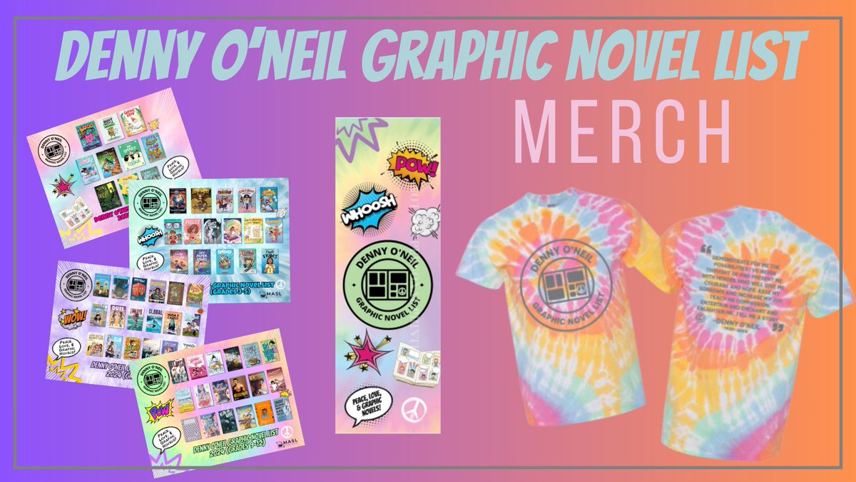 Show your love of graphic novels with MERCH! We've got t-shirts (order until 3/27), posters, and bookmarks. stlshirtco.chipply.com/dennyoneil/sto… masl.site-ym.com/store/ListProd…
