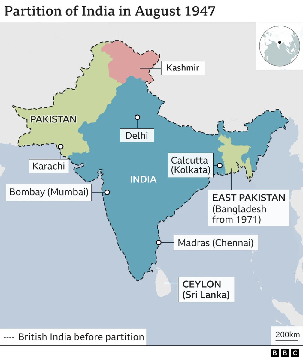 @bob4barrie You mean this partition of #India drawn by #British civil servant Sir Cyril Radcliffe? It led 15 million people to flee, often hundreds of miles, to avoid coming under rule of another faith & up to ~1 million of those #refugees were killed or died of disease in #refugee camps.
