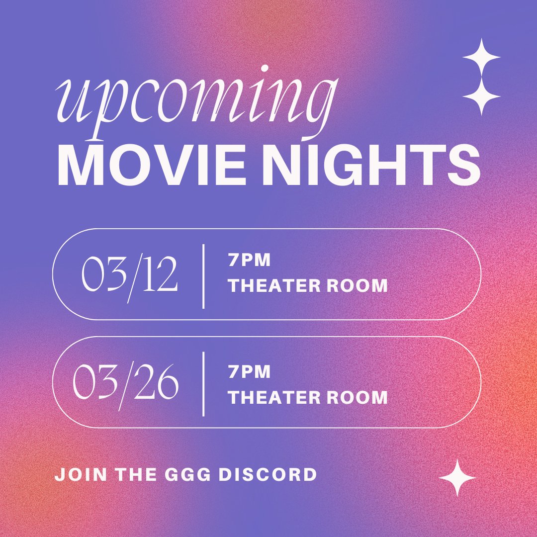 Hey hey ladies!🌸✨

We're hosting Discord movie nights with films featuring empowering women to celebrate Women's History Month!  

We hope to see you there! (link below⬇️)