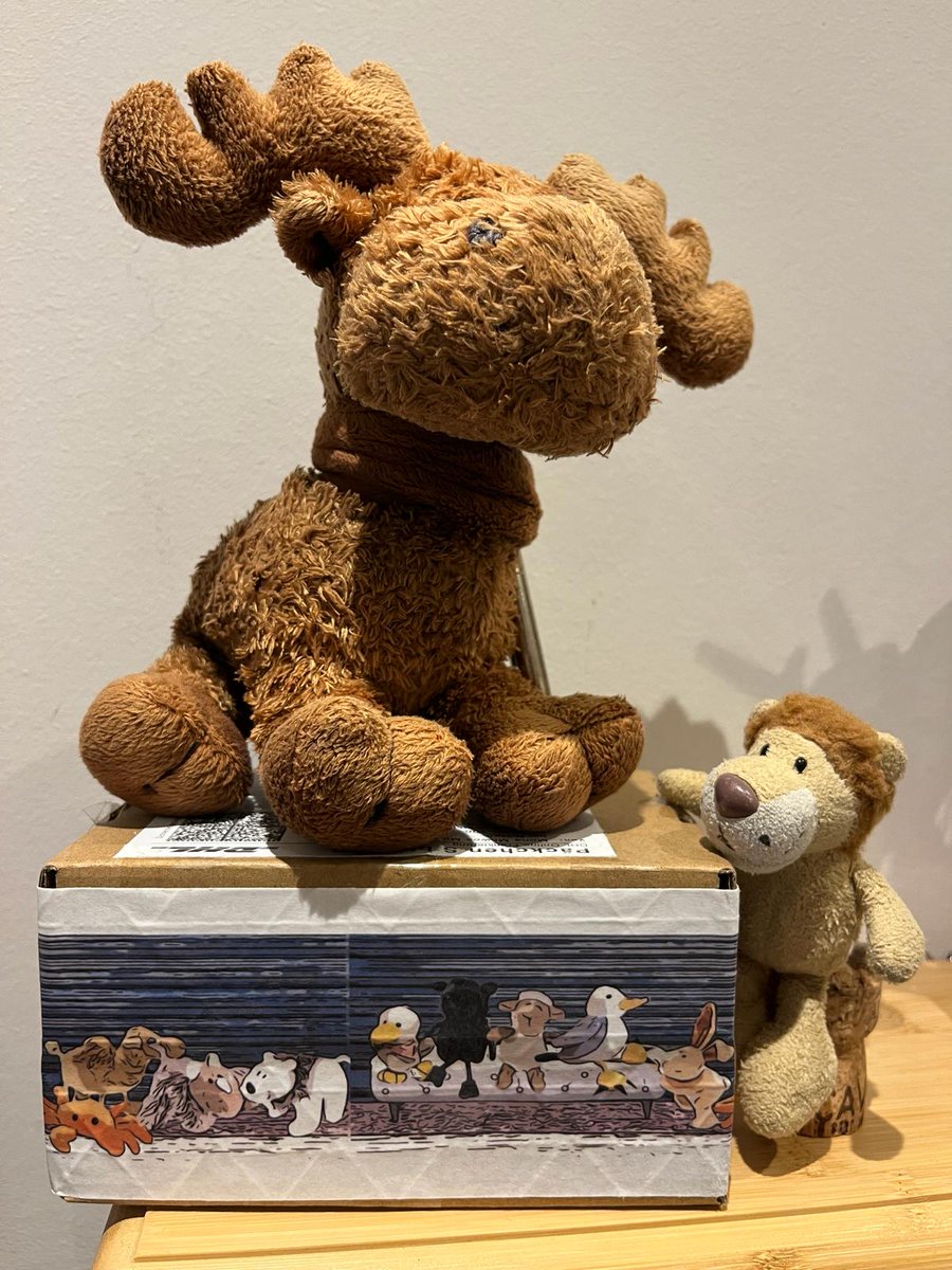 Endlich Feierabend für <a href="/Ludwig_Loewe/">Ludwig Loewe ✈️ - Reiselöwe & Abenteurer</a> und den <a href="/Reise_Elch/">ReiseElch</a> Jetzt wird ins Päckchen von <a href="/Strickdings/">MonaMöwe, die Plüschbande🐪🐑🦀🐑und Gäste</a> geguckt.