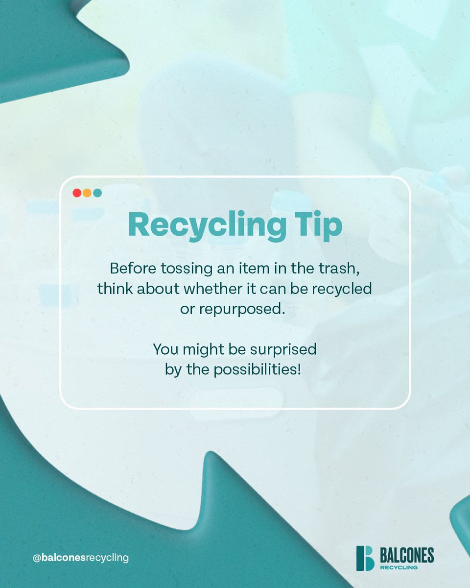 🔄 Think Before You Toss

Before saying goodbye to an item, consider its recycling potential. Many items can find new life through recycling or repurposing, reducing waste and benefiting the environment. 💭♻️

#RecycleSmart #EcoFriendlyLiving #WasteLessLiveMore #SustainableChoice