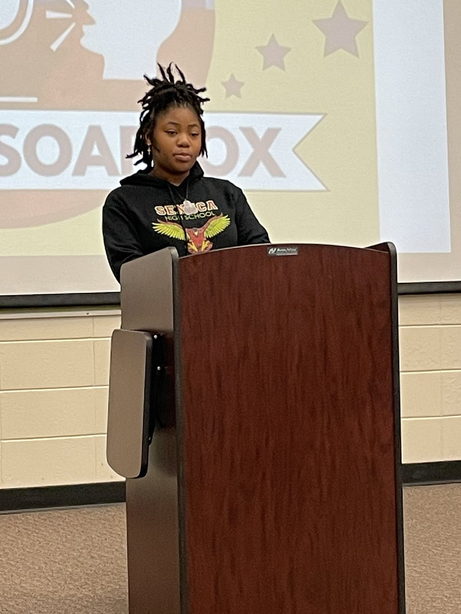 🗣️ ON THEIR SOAPBOX | <a href="/Seneca_High/">Seneca High School</a> students delivered passionate speeches today about topics important to them—depression, sexual assault, hate, racial disparities, and meeting the needs of immigrant students—as part of the <a href="/MikvaChallenge/">Mikva Challenge</a> #ProjectSoapbox! #WeAreJCPS