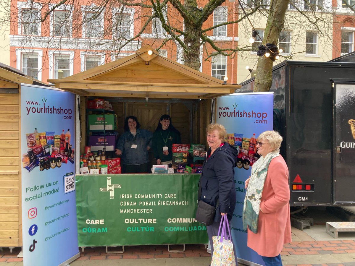 Great to be back in the city centre at the Irish village this year for St Patrick’s day. Come down and see us to chat and buy your Irish food, supplied courtesy of YourIrishShop.com with all proceeds going to ICCM. Open every day this week from 12-6pm.