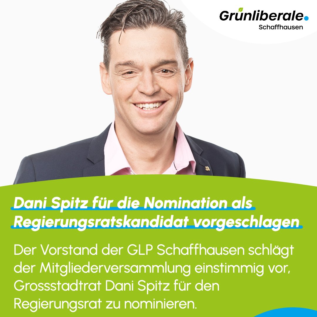 grunliberale_sh's tweet photo. Wir starten ins Rennen! Unser Vorstand schlägt Dani Spitz (@spitzworld) zur Nomination als #Regierungsratskandidat vor. Dani ist hervorragend vernetzt, kennt Privatwirtschaft &amp; öffentliche Hand, und arbeitet immer lösungsorientiert &amp; mehrheitsfähig. Wir freuen uns!
#Wahlen2024 https://t.co/YGhPa8psx5
