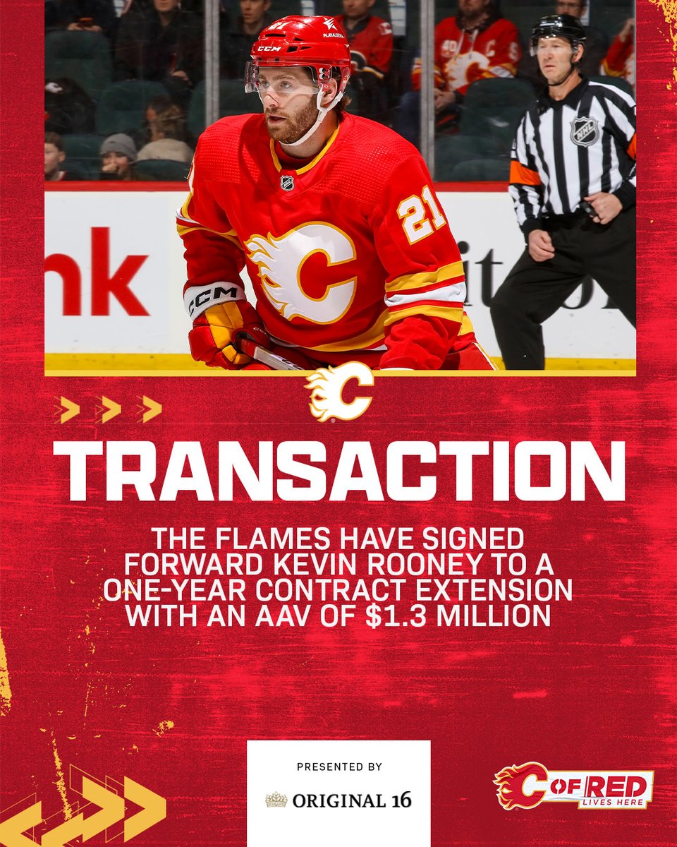 NHLFlames's tweet photo. Kevin Rooney has been signed to a one-year contract extension!

#Flames | @original16beer https://t.co/ZSwOI6tnPV