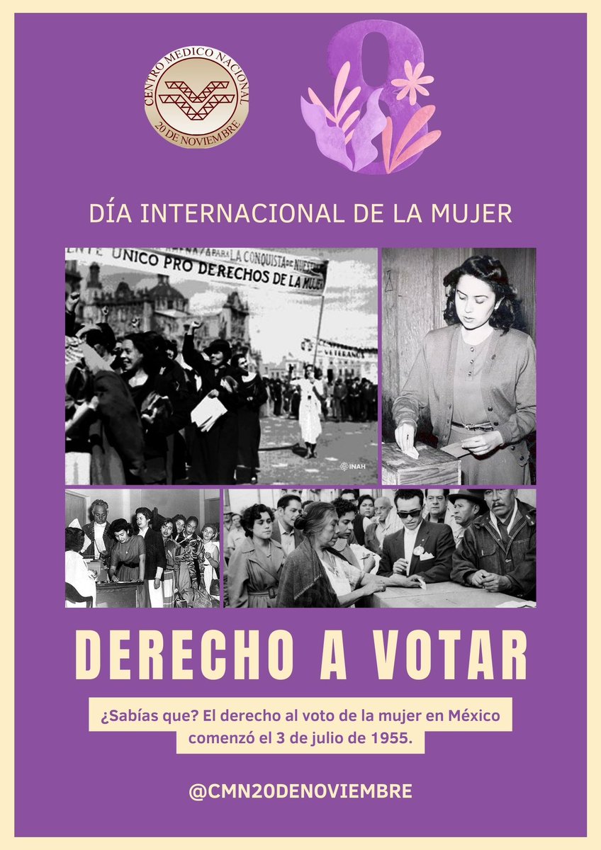 🏥🟣👩🏻‍⚕️👩🏼‍⚕️👩🏽‍⚕️🟣🇲🇽El 3 de julio de 1955, las mujeres acudieron a las urnas por vez primera, dos años después de que se reformó la Constitución y se otorgó a las mujeres el derecho a votar y ser votadas. En dichas elecciones federales salieron electas las primeras diputadas federales.