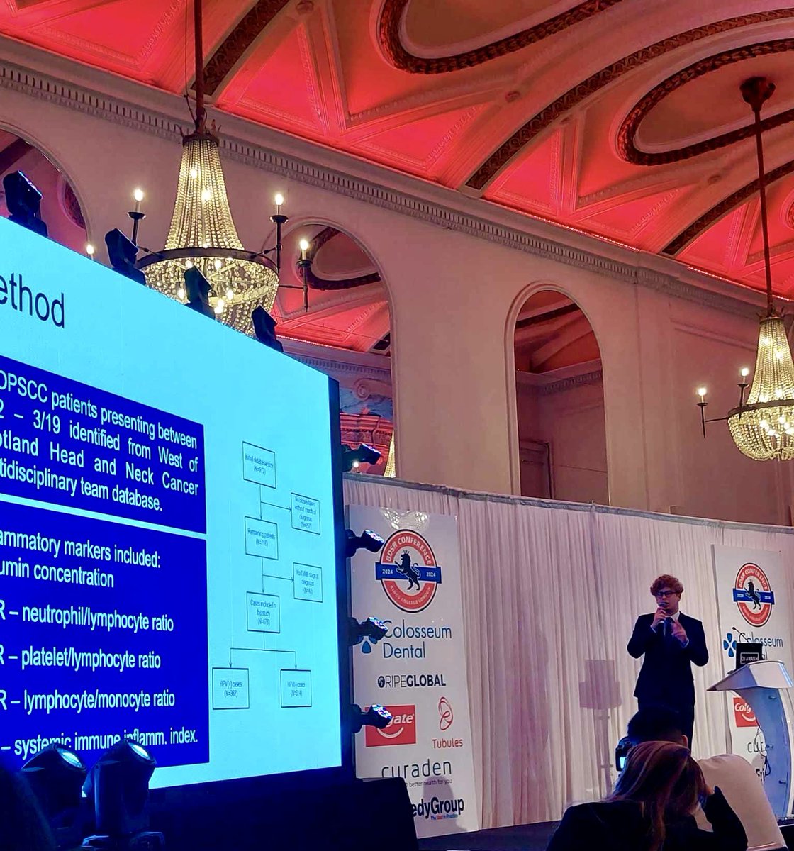 Congratulations to <a href="/UofGDental/">UofGDentalSchool</a> student Jan Horackiewicz who won 1st prize for his presentation on Prognostic Significance of Blood Results in Oropharyngeal Cancer <a href="/TheBDA/">BDA</a> student assn conference in London.This was the subject of his BDS elective with ENT surgeon Catriona Douglas