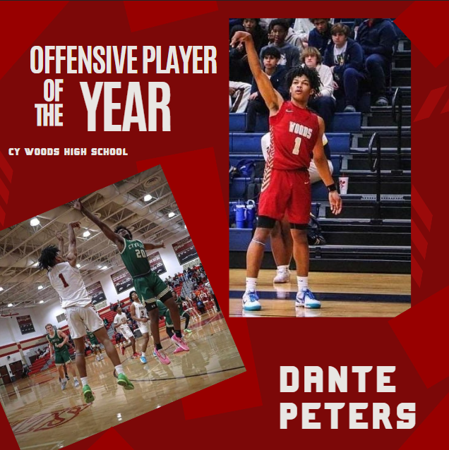 Congratulations!! @dante_peters2 Words from the 17-year-old student athlete. 'I am honored to have received the 'Offensive Player of the Year' award. Thank you, coaches and thank you, team.' @CyWoodsHoops @CW_Athletics @cywoodshighschool @FAMeliteMBB