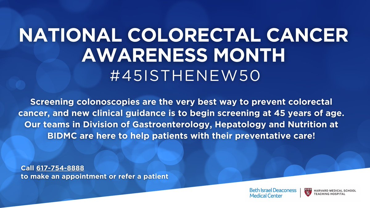 Colorectal cancer is the second deadliest cancer in the US, and the best prevention is through regular screening colonoscopies. Updated guidance is that #45isthenew50, so set up an appointment to get scoped! For more: bit.ly/3wGnK5c #ColorectalCancerAwarenessMonth