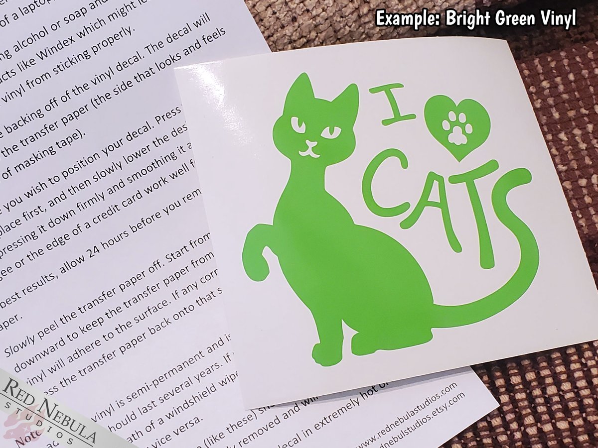 "I Love Cats" vinyl, available in various colors and sizes. - Robbie.