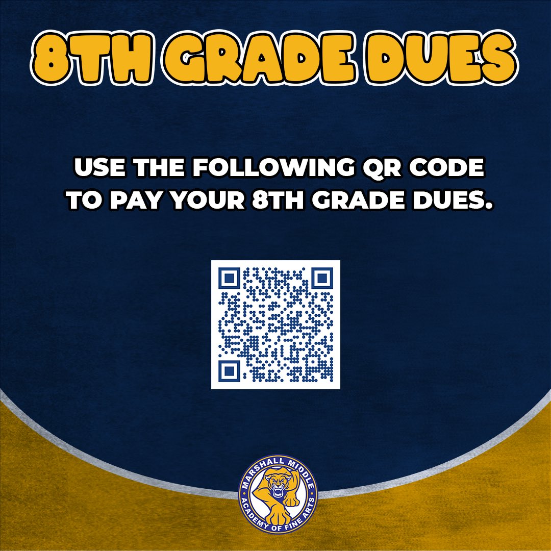 Use the QR code to pay your 8th grade dues! <a href="/jbridgewaterEDU/">Jeff Bridgewater</a> @HISDCentral